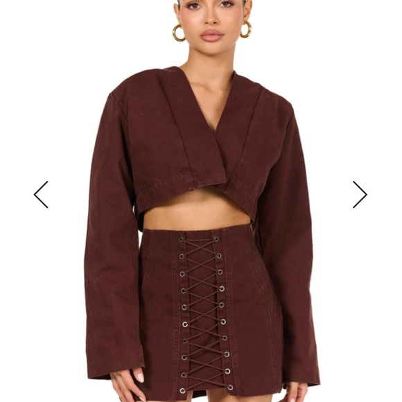 naked wardrobe Jackets & Blazers - Naked Wardrobe canvas cropped hoodie